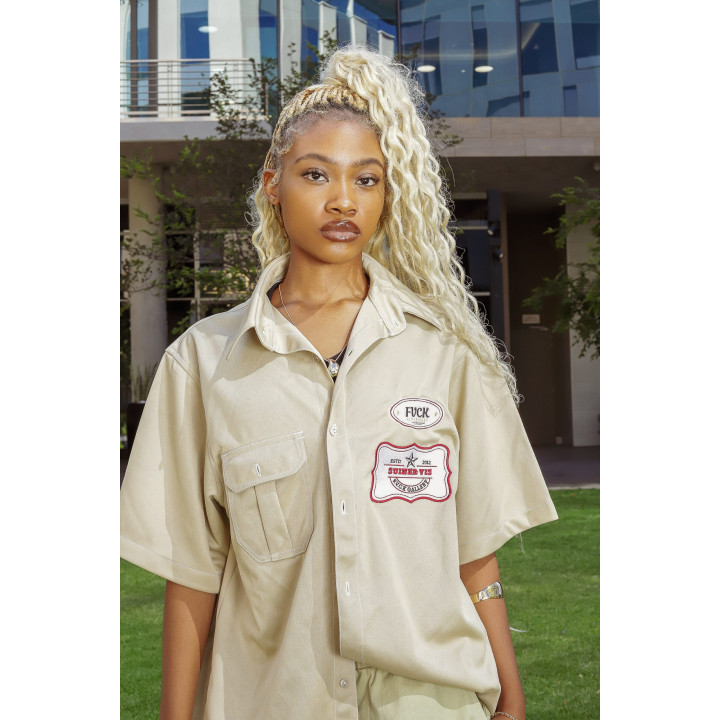 Love is War Khaki Short Sleeve Shirt