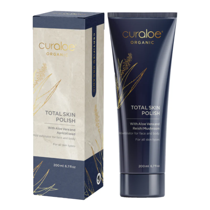 Curaloe Organic Total Skin Polish Exfoliator 200ml – 83% Aloe Vera And Apricot Seed