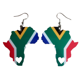 Africa Map Earrings - South African Flag-Inspired