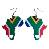 Africa Map Earrings - South African Flag-Inspired