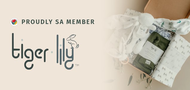 Tiger Lily, a Proudly South African Member, baby swaddles and gift sets made here.