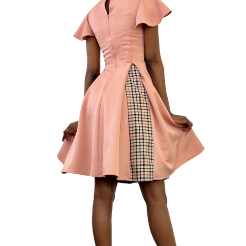 “Sigma” Check Kick-Pleat Dress - Image 3
