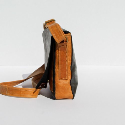 Two-Toned Leather Bag with Flap Closure - Image 2