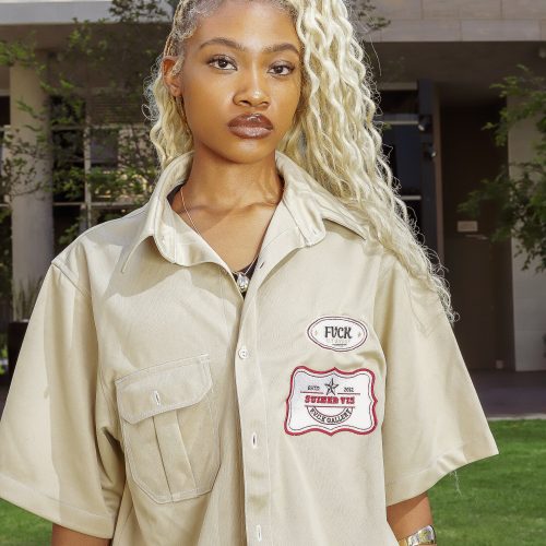 Love is War Khaki Short Sleeve Shirt - Image 5