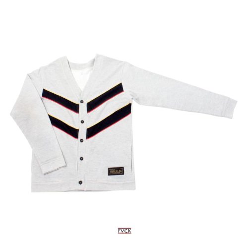V - Striped Knitted Cardigan - Image 1