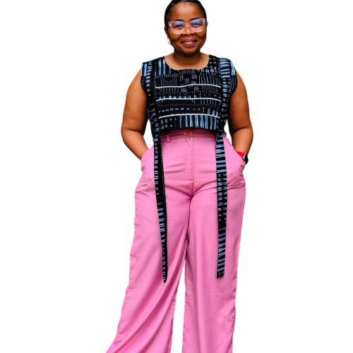 Top: Black with White Piping