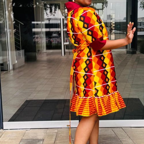 Dress: Maroon Print - Image 3