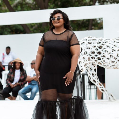 Dress: Black See Through with Frills - Image 3