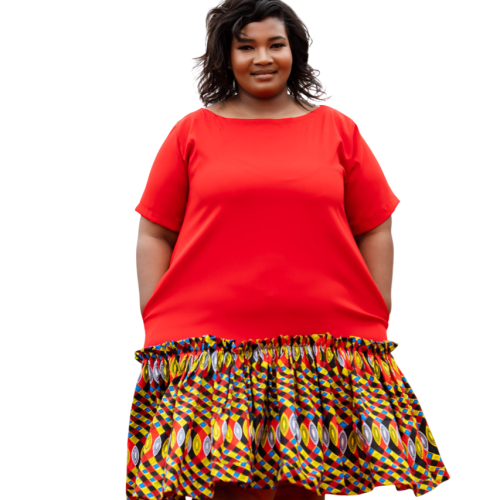 Dress: Red Milano Print - Image 1